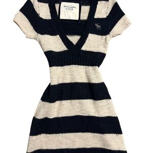 Abercrombie & Fitch Vintage Sweater Striped Dress - Navy and Cream